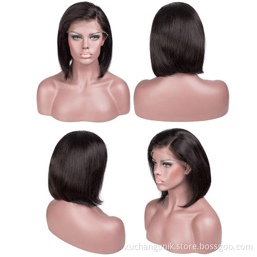 raw human hair short bob lace front wigs for black women,8 inch bob wig human hair, cuticle aligned human hair lace front wig